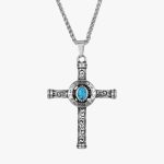 Collier Croix Bleu Turquoise