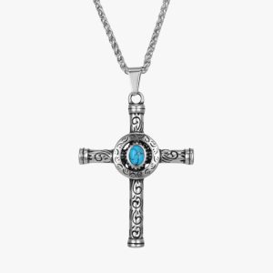 Collier Croix Bleu Turquoise