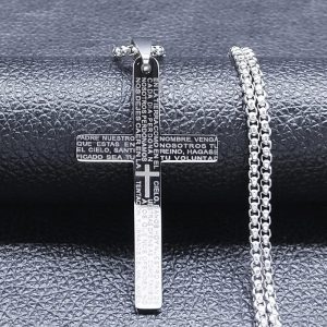 Collier Croix Homme Gravure (Espagnole)