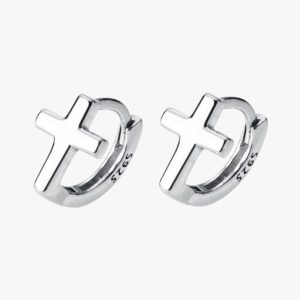 Boucles d'Oreilles Croix Créoles Argent