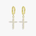 Boucles d'Oreilles Croix Diamants