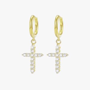 Boucles d'Oreilles Croix Diamants