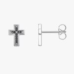 Boucles d'Oreilles Croix Homme Noir