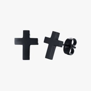 Boucles d'Oreilles Croix Noire