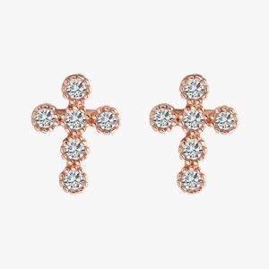 Boucles d'Oreilles Croix Or Rose