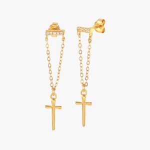 Boucles d'Oreilles Croix Femme Or