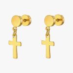 Boucles d'Oreilles Croix Pendante Homme