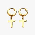 Boucles d'Oreilles Anneaux Croix Homme