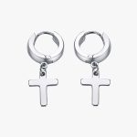 Boucles d'Oreilles Anneaux Croix Homme