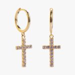Boucles d'Oreilles Croix Pendante Femme
