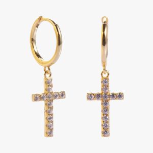 Boucles d'Oreilles Croix Pendante Femme