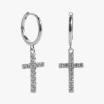 Boucles d'Oreilles Croix Pendante Femme