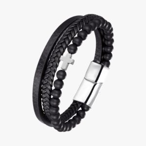 Bracelet Cuir Homme Croix