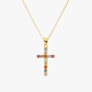 Collier Croix Coloré