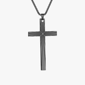 Collier Croix Noir Femme