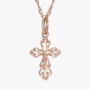 Collier Croix Or Rose