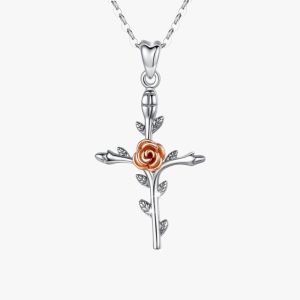 Collier Croix Rose
