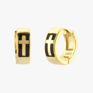 Boucles d'Oreilles Homme Croix en Argent